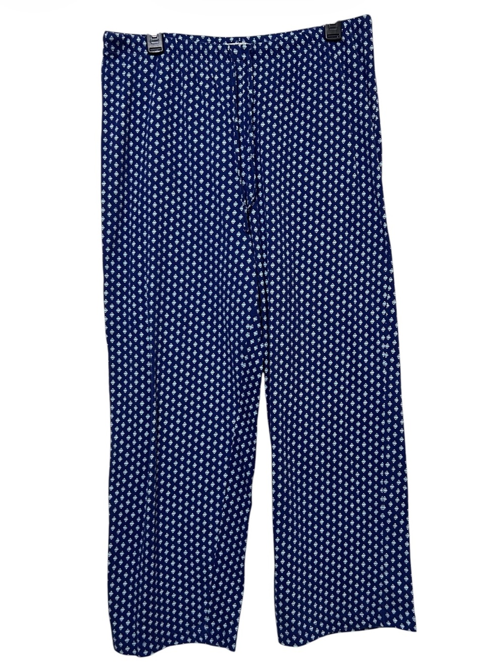 Anne Klein Womens Large Blue Printed Drawstring Wide Leg Pajama Pants Lounge